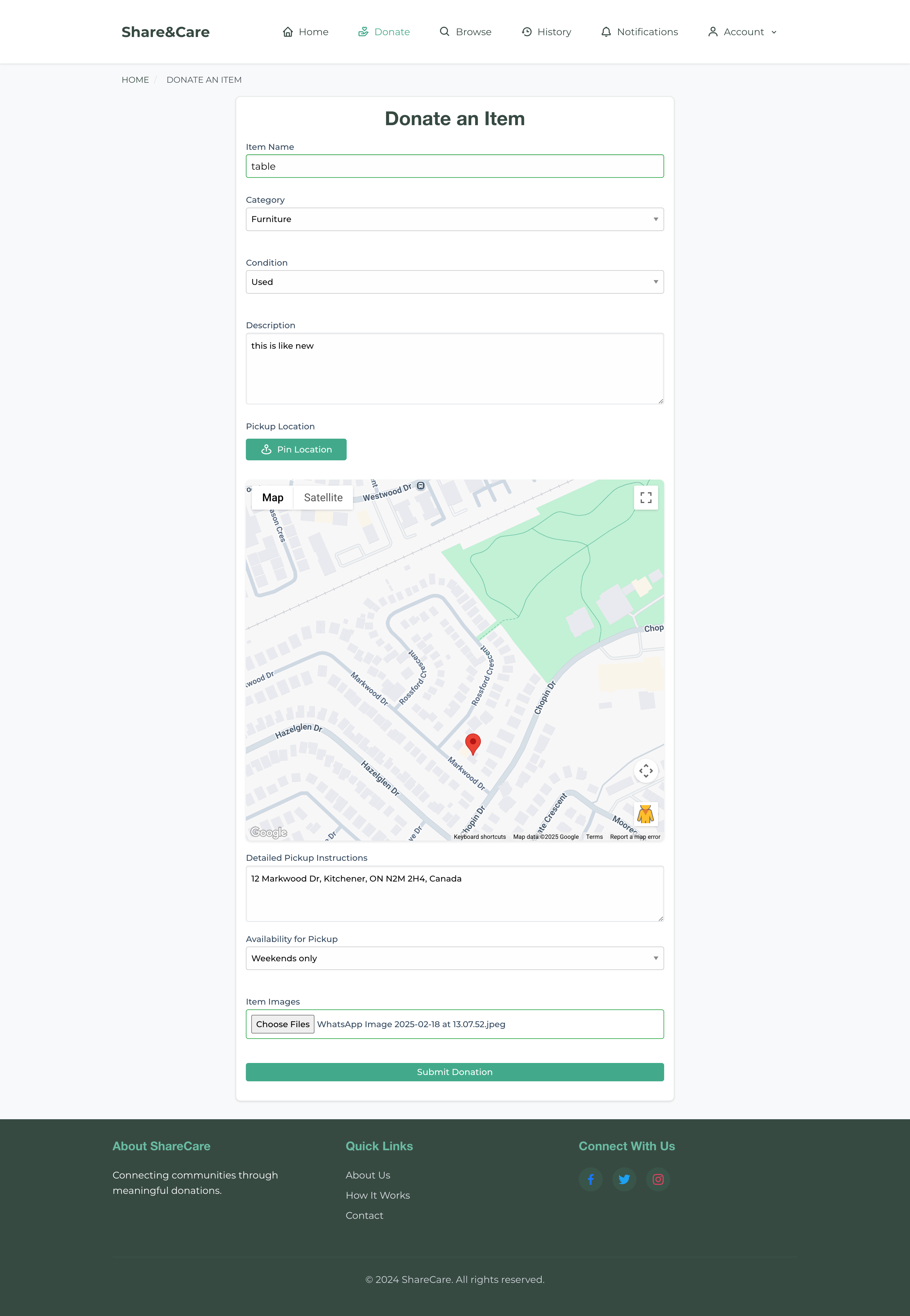 Final design - Pickup scheduling